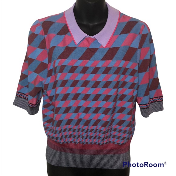 Diane Von Furstenberg Wine Blue Tartan 